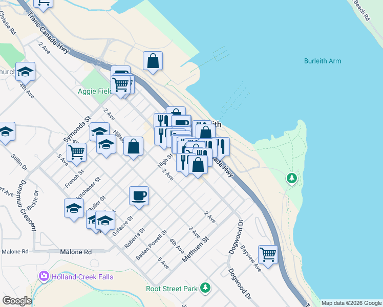 map of restaurants, bars, coffee shops, grocery stores, and more near 20 Gatacre Street in Ladysmith