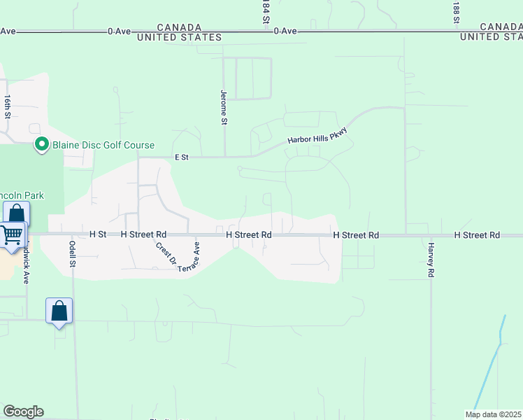 map of restaurants, bars, coffee shops, grocery stores, and more near 4280 H Street Road in Blaine
