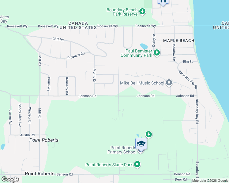 map of restaurants, bars, coffee shops, grocery stores, and more near 1976 Johnson Road in Point Roberts