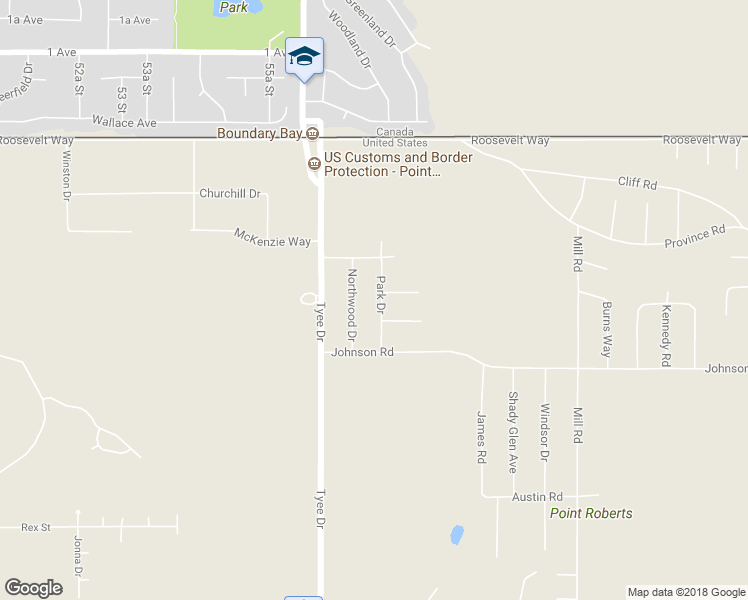 map of restaurants, bars, coffee shops, grocery stores, and more near 147 Park Drive in Point Roberts
