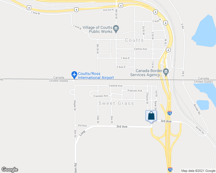 map of restaurants, bars, coffee shops, grocery stores, and more near 502 Central Avenue in Sweet Grass