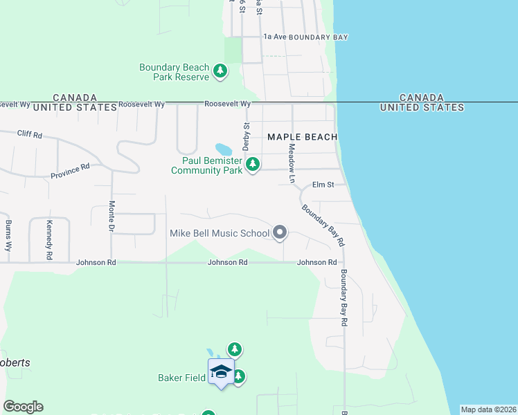 map of restaurants, bars, coffee shops, grocery stores, and more near 2118 Whalen Drive in Point Roberts