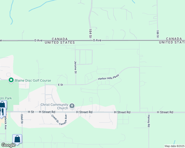map of restaurants, bars, coffee shops, grocery stores, and more near 195 Parkview Street in Blaine