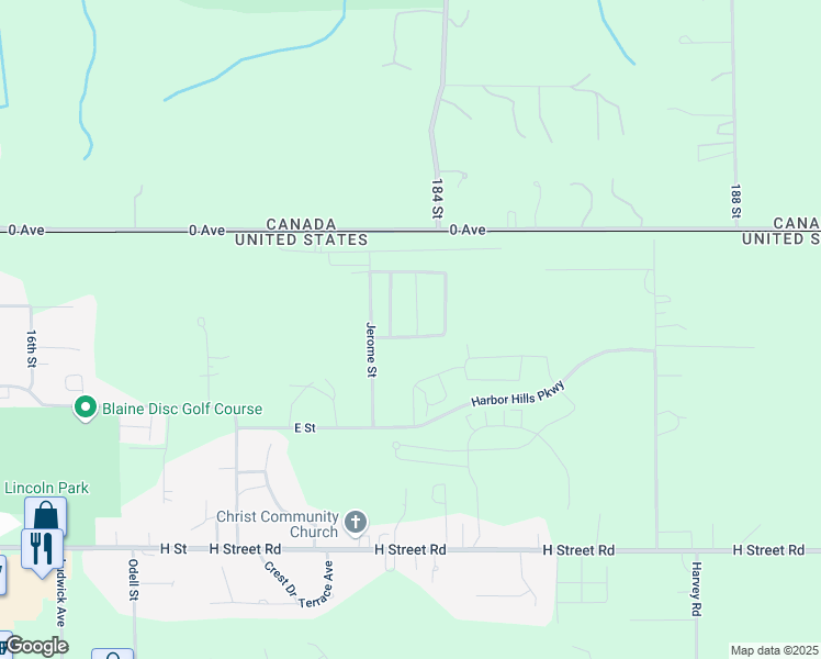 map of restaurants, bars, coffee shops, grocery stores, and more near 195 Parkview Street in Blaine