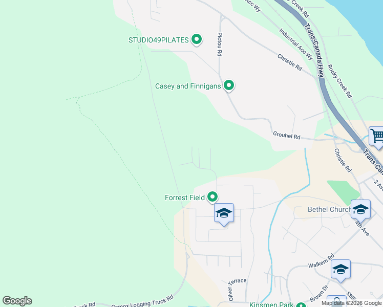 map of restaurants, bars, coffee shops, grocery stores, and more near 512 Jim Cram Drive in Ladysmith
