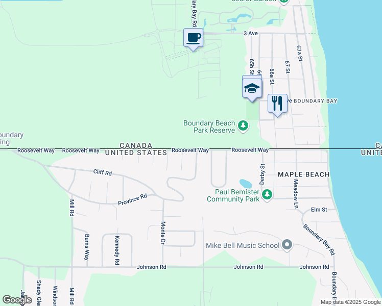 map of restaurants, bars, coffee shops, grocery stores, and more near 2031 Province Road in Point Roberts