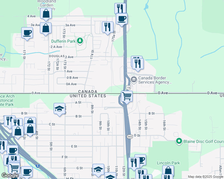 map of restaurants, bars, coffee shops, grocery stores, and more near 10 175A Street in Surrey