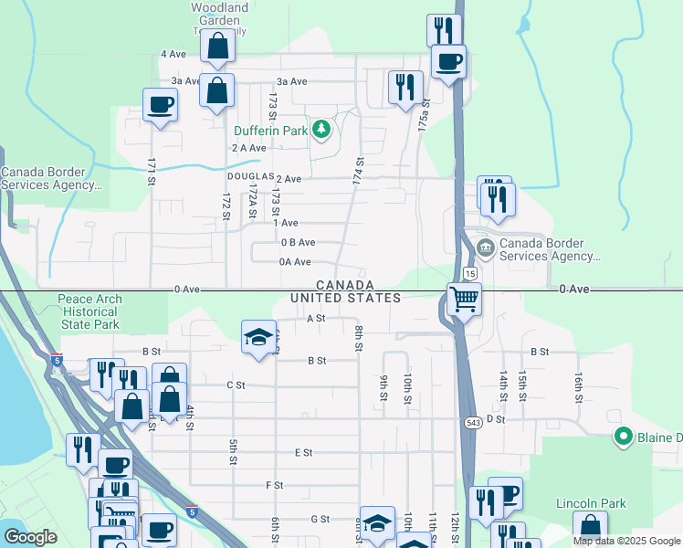 map of restaurants, bars, coffee shops, grocery stores, and more near 30 174 Street in Surrey