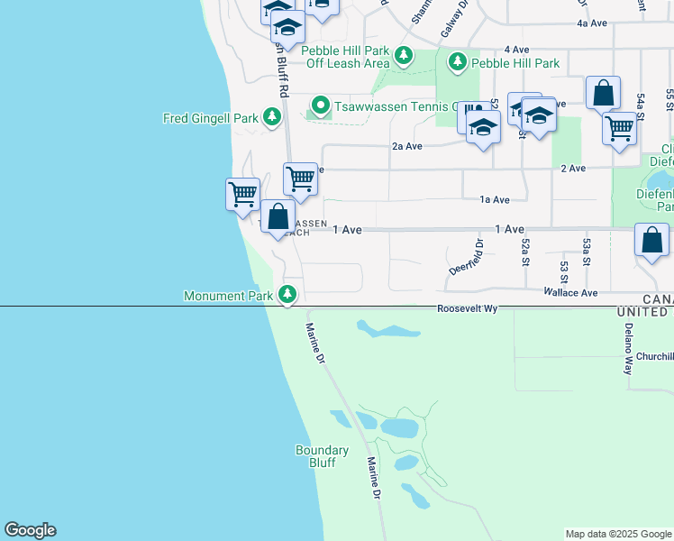 map of restaurants, bars, coffee shops, grocery stores, and more near 49 Georgia Wynd in Delta