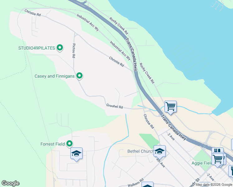 map of restaurants, bars, coffee shops, grocery stores, and more near 12272 Chandler Road in Ladysmith