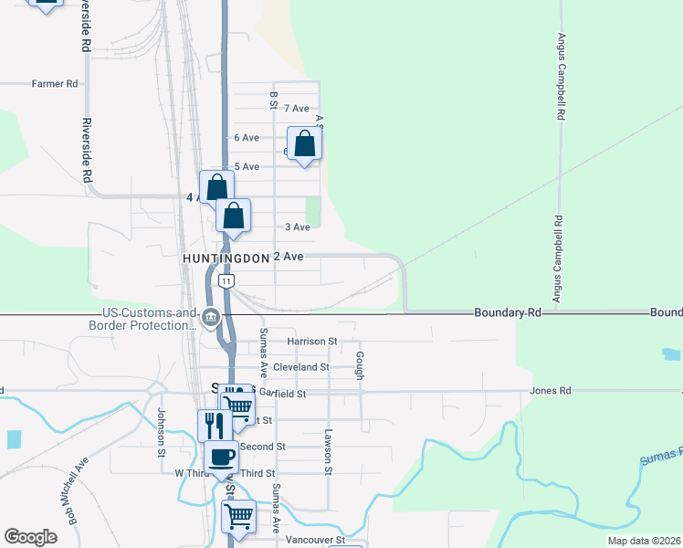 map of restaurants, bars, coffee shops, grocery stores, and more near 34831 1 Avenue in Abbotsford