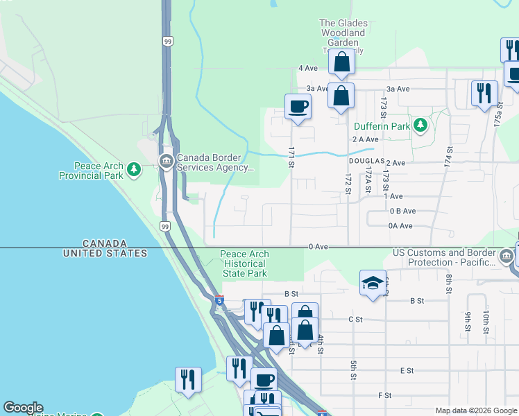 map of restaurants, bars, coffee shops, grocery stores, and more near 91 170 Street in Surrey
