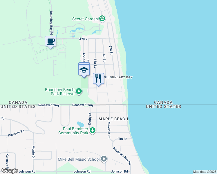 map of restaurants, bars, coffee shops, grocery stores, and more near 96 67 Street in Delta