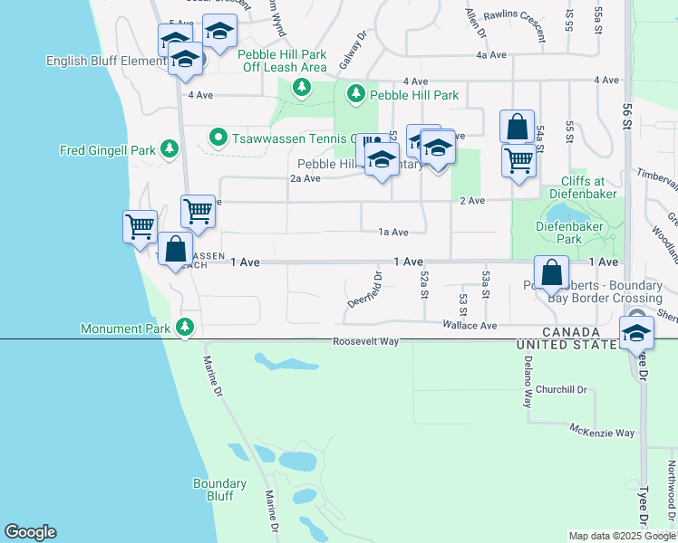 map of restaurants, bars, coffee shops, grocery stores, and more near 95 Deerfield Place in Delta