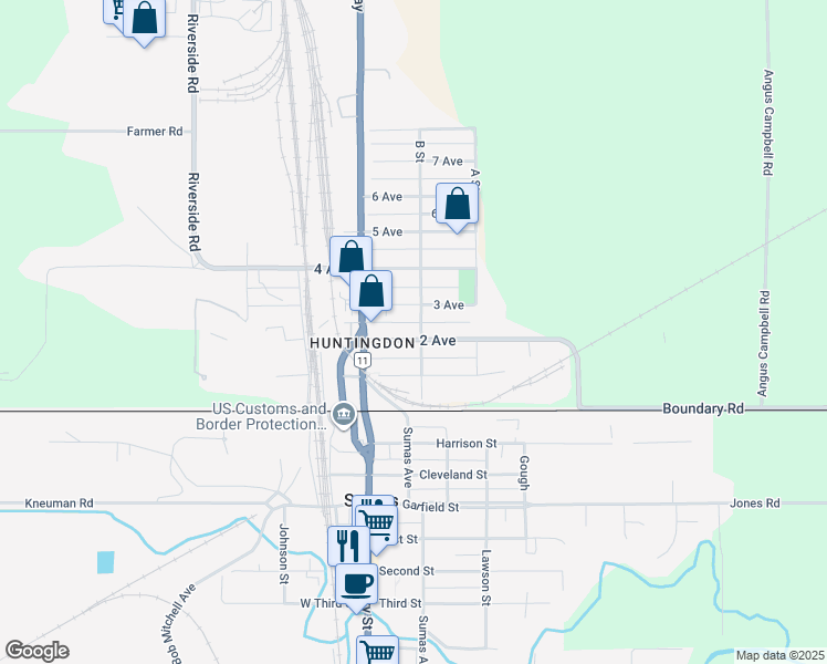 map of restaurants, bars, coffee shops, grocery stores, and more near 34693 2 Avenue in Abbotsford