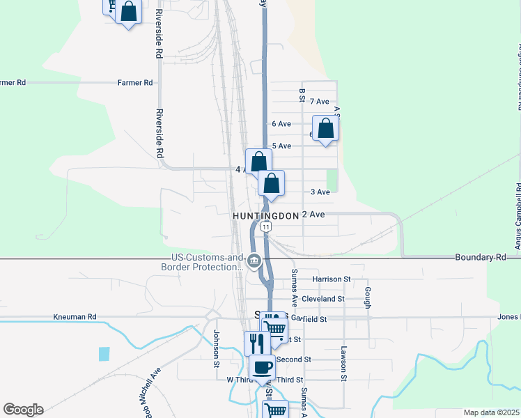 map of restaurants, bars, coffee shops, grocery stores, and more near 34595 2 Avenue in Abbotsford