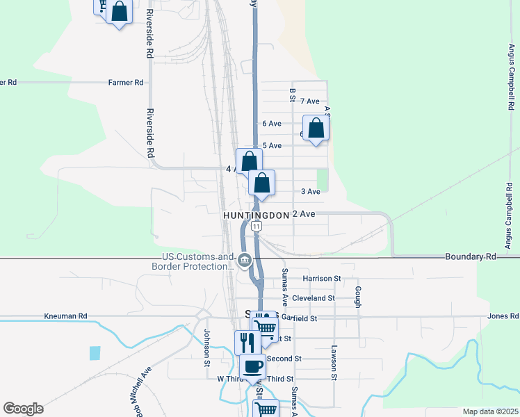 map of restaurants, bars, coffee shops, grocery stores, and more near 34609 2 Avenue in Abbotsford