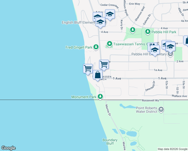 map of restaurants, bars, coffee shops, grocery stores, and more near 111 Graham Drive in Delta