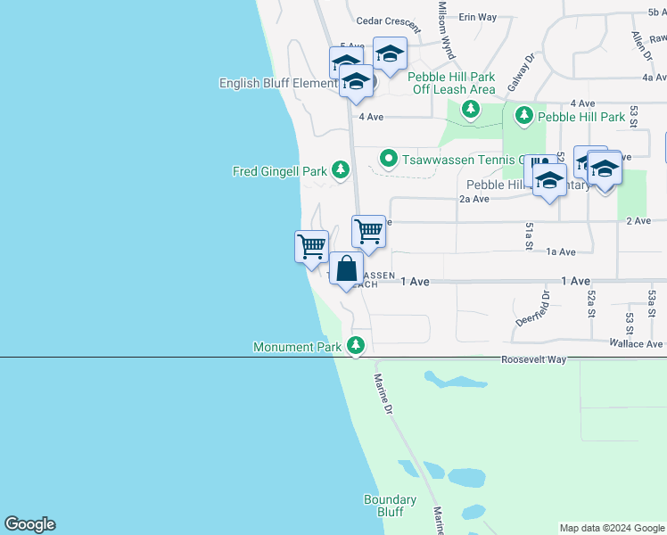map of restaurants, bars, coffee shops, grocery stores, and more near 111 Graham Drive in Delta