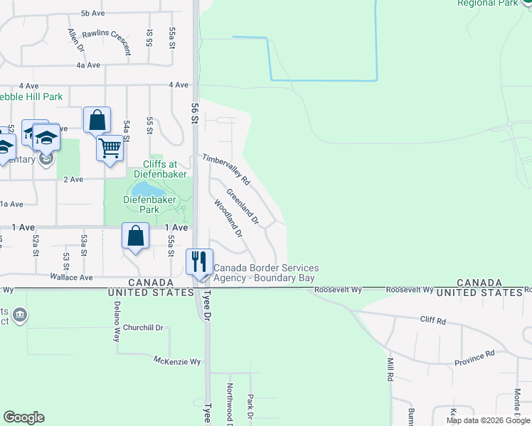 map of restaurants, bars, coffee shops, grocery stores, and more near 5766 Timbervalley Road in Delta