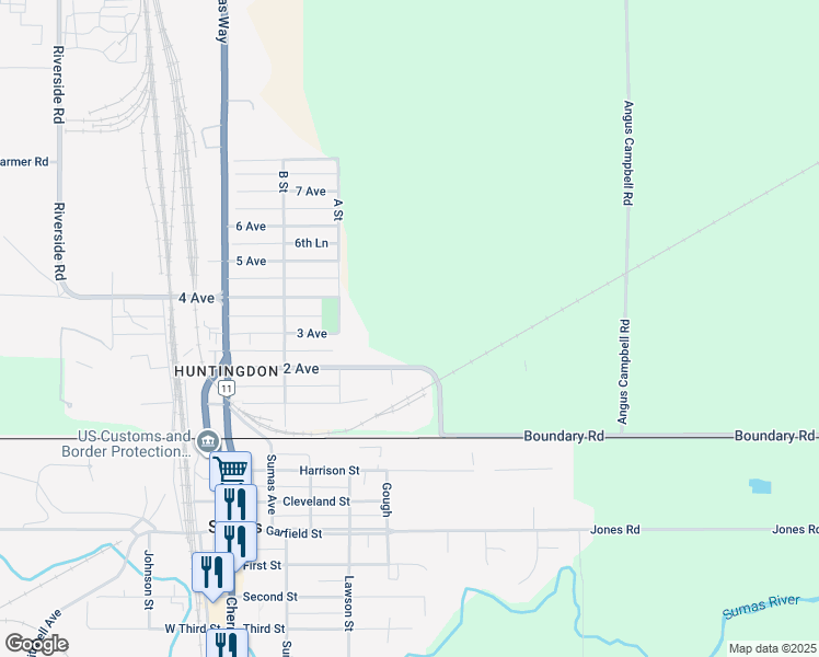 map of restaurants, bars, coffee shops, grocery stores, and more near 34811 2 Avenue in Abbotsford