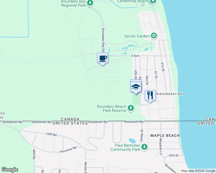 map of restaurants, bars, coffee shops, grocery stores, and more near 6333 Market Avenue in Delta