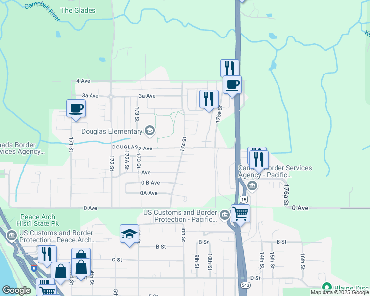 map of restaurants, bars, coffee shops, grocery stores, and more near 17403 2 Avenue in Surrey