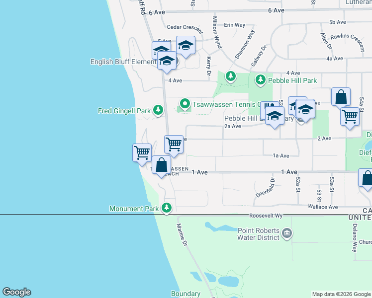 map of restaurants, bars, coffee shops, grocery stores, and more near 163 49 Street in Delta