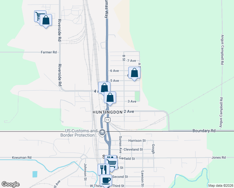 map of restaurants, bars, coffee shops, grocery stores, and more near 34660 4 Avenue in Abbotsford
