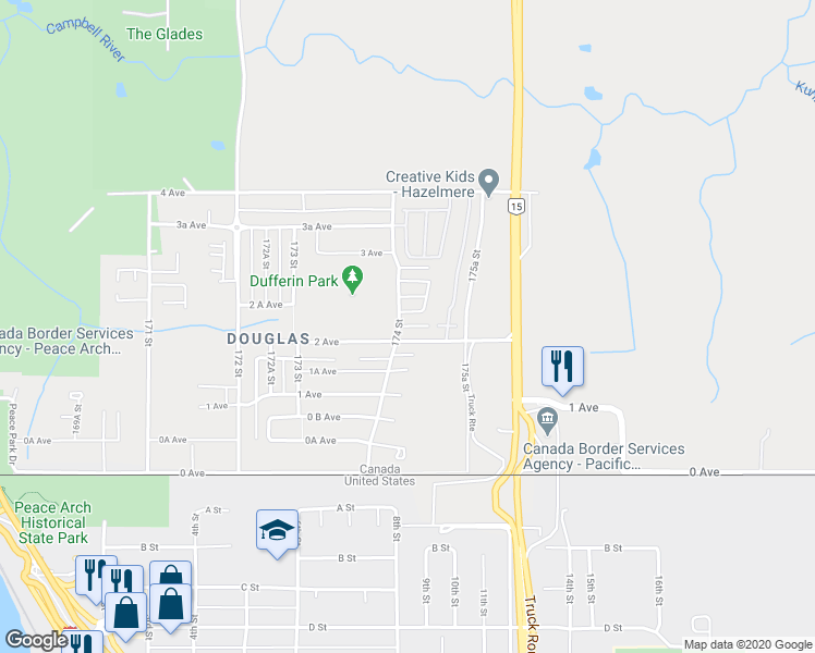 map of restaurants, bars, coffee shops, grocery stores, and more near 17443 2A Avenue in Surrey