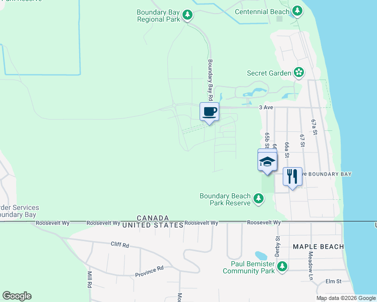 map of restaurants, bars, coffee shops, grocery stores, and more near 6412 Hammermill Avenue in Delta