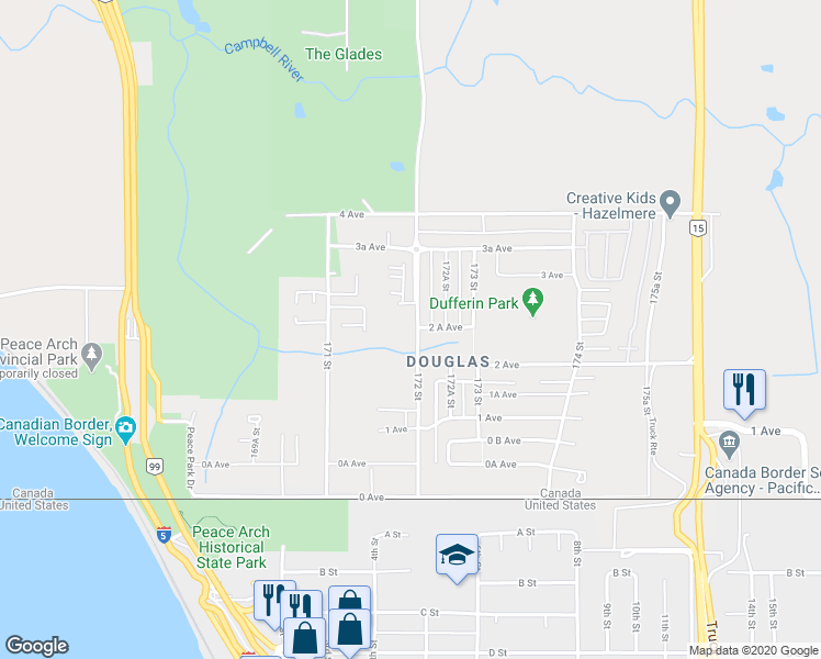 map of restaurants, bars, coffee shops, grocery stores, and more near 245 172 Street in Surrey