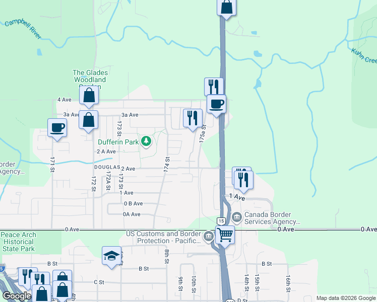 map of restaurants, bars, coffee shops, grocery stores, and more near 17516 4 Avenue in Surrey