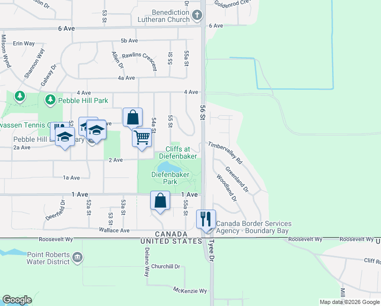 map of restaurants, bars, coffee shops, grocery stores, and more near 215 Morningside Drive in Delta