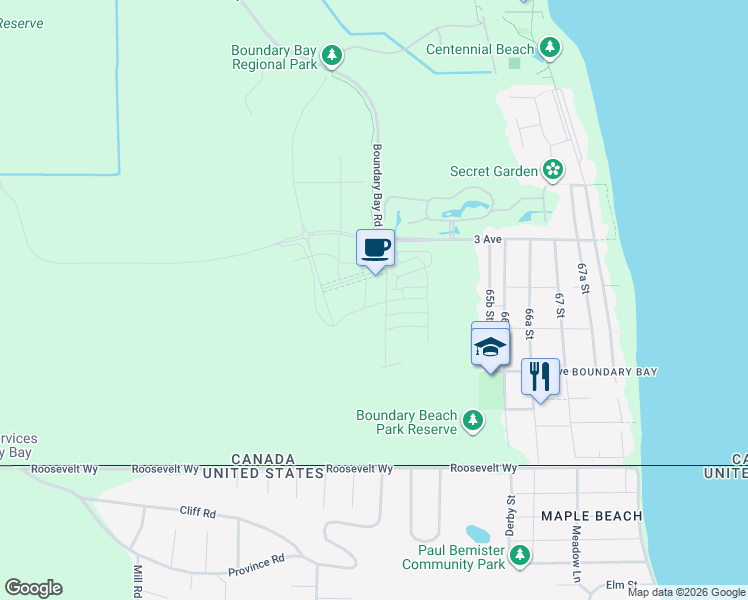 map of restaurants, bars, coffee shops, grocery stores, and more near 6427 Hammermill Avenue in Delta
