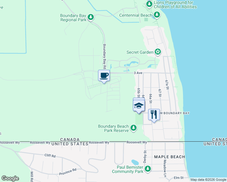 map of restaurants, bars, coffee shops, grocery stores, and more near 6450 Hammermill Avenue in Delta