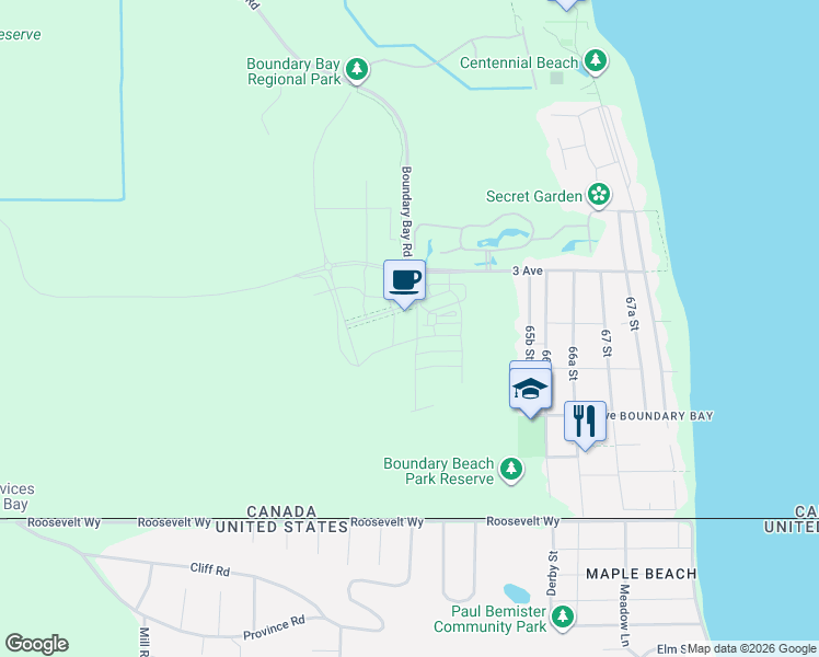 map of restaurants, bars, coffee shops, grocery stores, and more near 6427 Hammermill Avenue in Delta