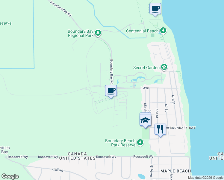 map of restaurants, bars, coffee shops, grocery stores, and more near 6400 3 Avenue in Delta