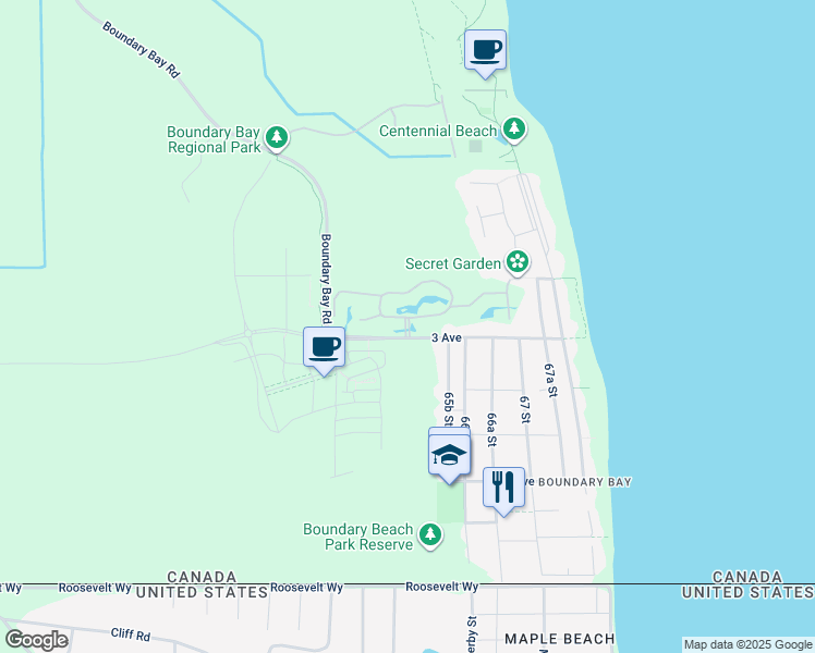 map of restaurants, bars, coffee shops, grocery stores, and more near 6505 3 Avenue in Delta