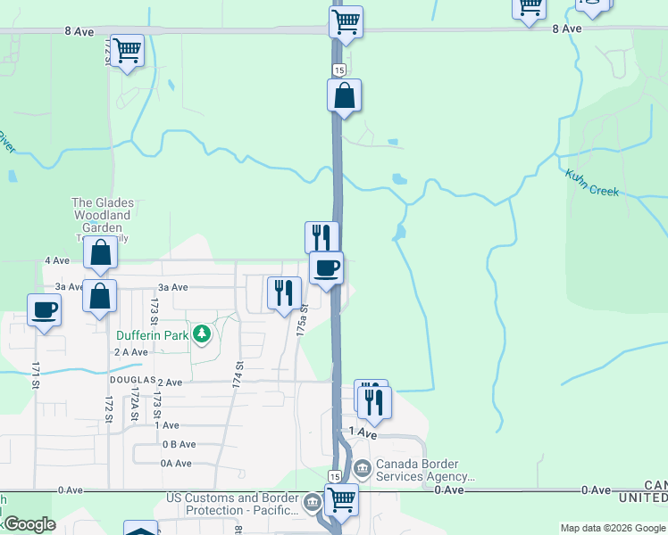 map of restaurants, bars, coffee shops, grocery stores, and more near 306 176 Street in Surrey