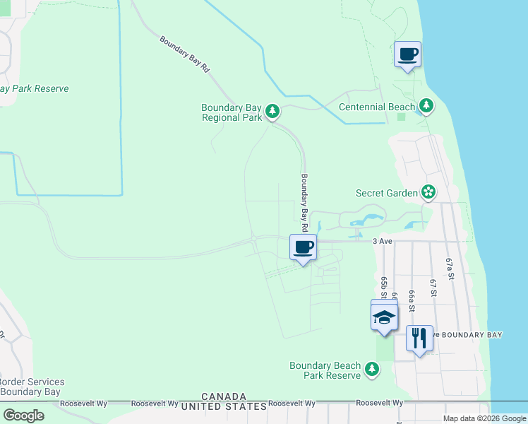map of restaurants, bars, coffee shops, grocery stores, and more near 6320 Dairy Avenue in Delta