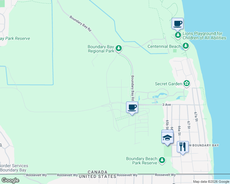 map of restaurants, bars, coffee shops, grocery stores, and more near 6320 Dairy Avenue in Delta