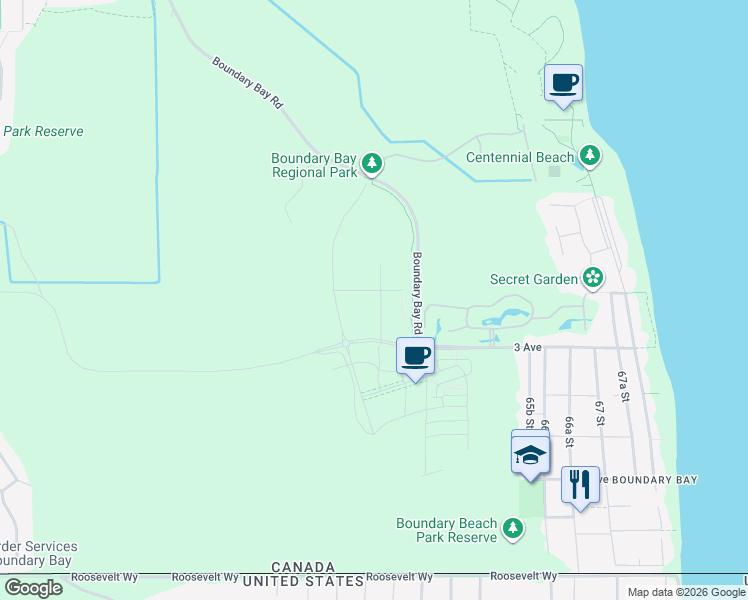 map of restaurants, bars, coffee shops, grocery stores, and more near 300-498 Boundary Bay Road in Delta