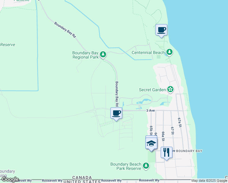 map of restaurants, bars, coffee shops, grocery stores, and more near 6373 Dairy Avenue in Delta