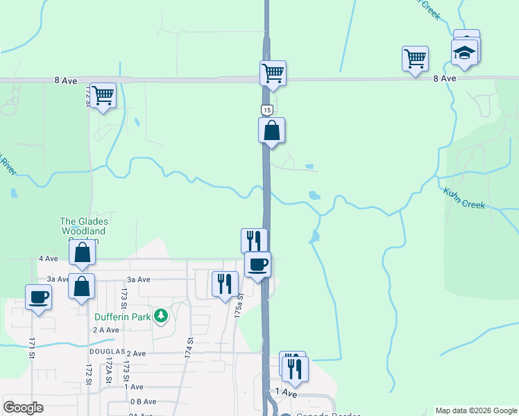 map of restaurants, bars, coffee shops, grocery stores, and more near 511 176 Street in Surrey