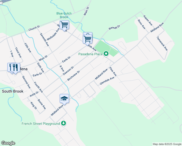 map of restaurants, bars, coffee shops, grocery stores, and more near 32 Hodder Drive in Pasadena
