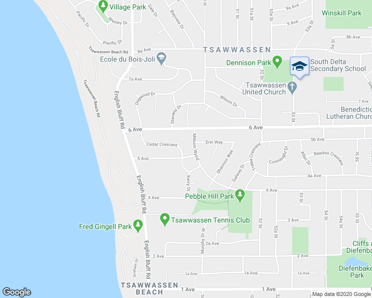 map of restaurants, bars, coffee shops, grocery stores, and more near 554 Milsom Wynd in Delta