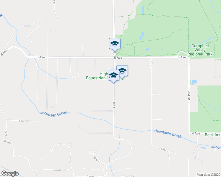 map of restaurants, bars, coffee shops, grocery stores, and more near 601 200 Street in Langley