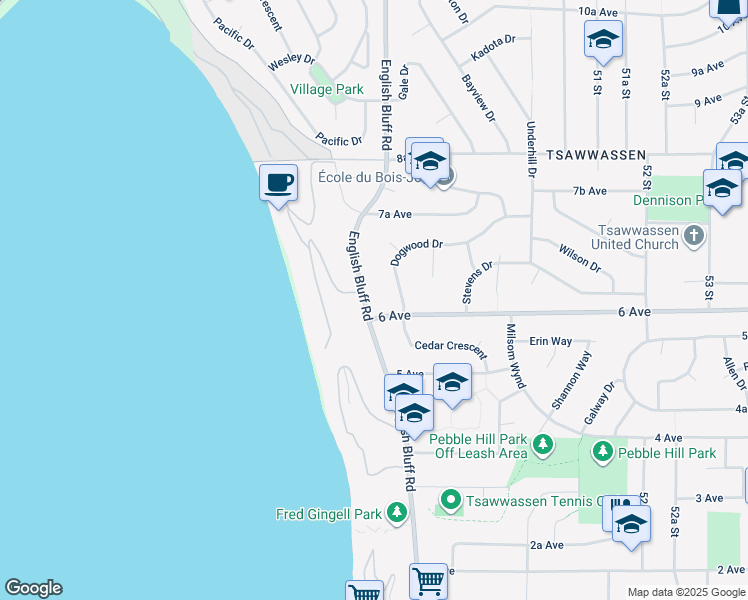 map of restaurants, bars, coffee shops, grocery stores, and more near 612 English Bluff Road in Delta