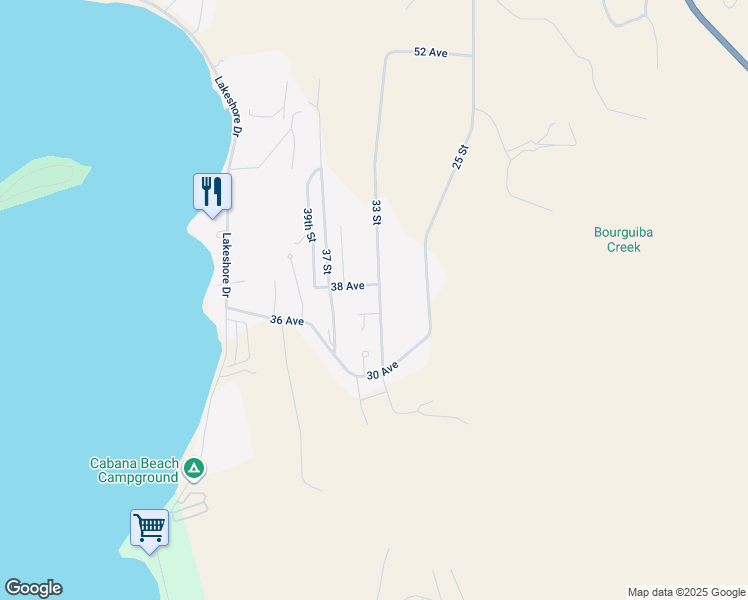 map of restaurants, bars, coffee shops, grocery stores, and more near 3608 33 Street in Osoyoos